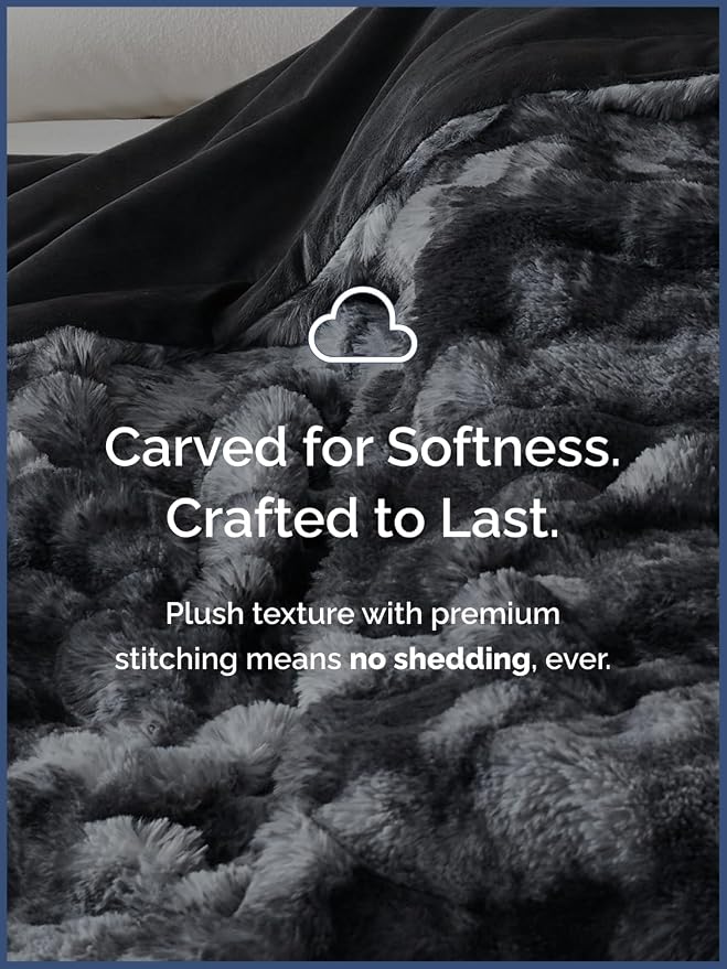 3D Fleece Bubble Blanket Throw - Rabbit Blanket - 50" x 60", Marble Black | Soft Fluffy Faux Fur Blanket for Couch Sofa & Chair, Cozy Gifts for Women, Tie Dye Cloud Throw Bed Cover, Thick Plush Bedding
