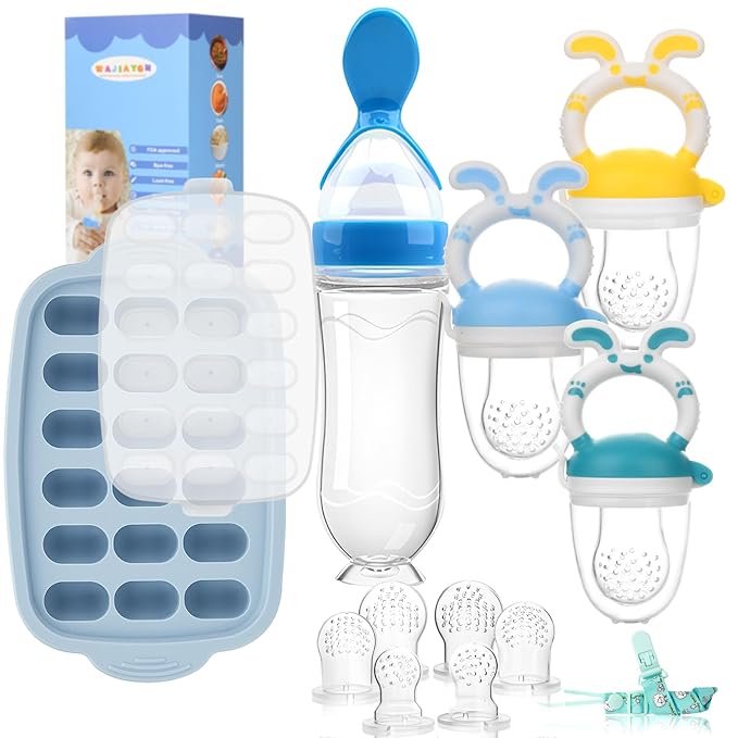 Baby Breastmilk Popsicle Molds & Baby Fruit Feeder-WAJIAYON Silicone Food Freezer Tray Storage Containers,Infant Food Pacifier Feeder and Teether for Babies Easter Bunny Gifts for Boys and Girls