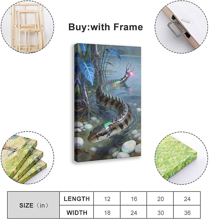 Framed Futuristic Nature Wall Art for Modern Living Room Creative Sci Fi Style Interior Decor 12x18inch(30x45cm)