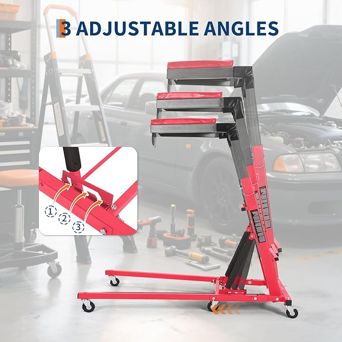 Top Automotive Creeper,Engine Topside Creeper with Adjustable Height 49.21 in to 68.89 in, 400 LBS Capacity High Topside Creeper,6 Swivel Caster Wheels, Heavy Duty Foldable Garage Creepers for Auto