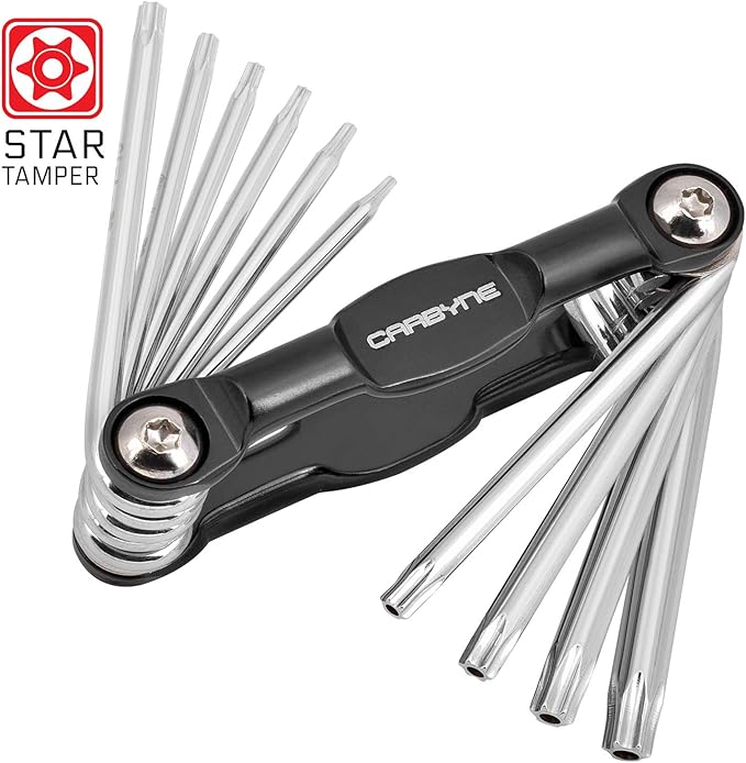 Carbyne 10-Piece Folding Tamper Proof Torx Wrench Set, T6 to T30 Sizes, Heat Treated S2 Steel, Security Tips
