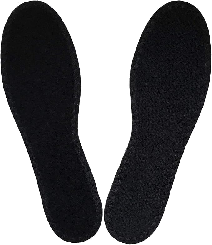 Happystep Cotton Terry Cloth Insoles, Barefoot Shoe Inserts, Sweat Absorption, Odor Control, Moisture-Wicking, Washable and Reusable, Zero Drop Shoe Insoles, 2 Pairs of Black (Women Size 11)