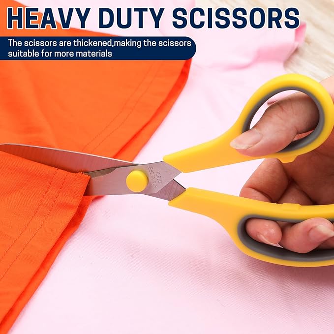 8" Multipurpose Scissor Bulk 48 Pack, Comfort Grip Handles Ultra Sharp Blade Shears Stainless Steel Scissors for Office Home, All Purpose Scissors