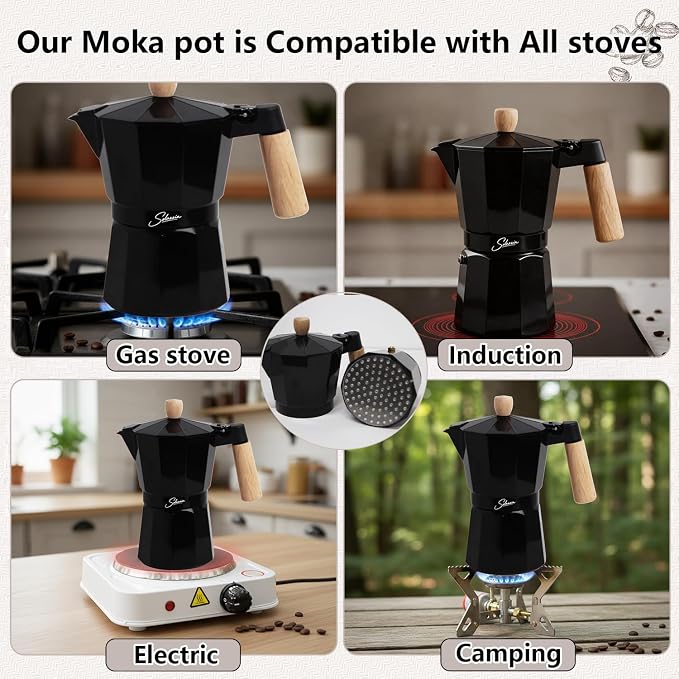 12 Cup Stovetop Espresso Maker Italian Moka Pot, Stove Top Cuban Coffee Maker, Greca Mocha Pot(Premium+, 20 oz/600ml)