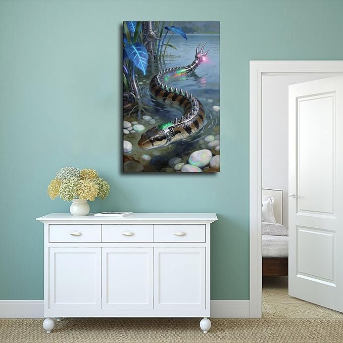 Framed Futuristic Nature Wall Art for Modern Living Room Creative Sci Fi Style Interior Decor 16x24inch(40x60cm)