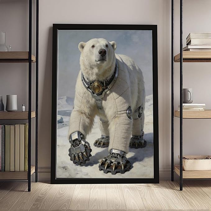 Framed Futuristic Fantasy Wall Art for Living Room TV Wall Modern Tech Style Home Decor 12x18in