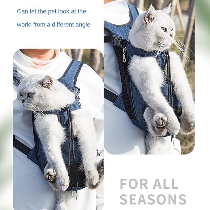 Portable Pet Carrier Backpack, Adjustable Pet Front Cat Dog Carrier Backpack Travel Bag for Small Medium Dogs Cats Puppies, Cat Backpack Carrier for Hiking Cycling (D, M)
