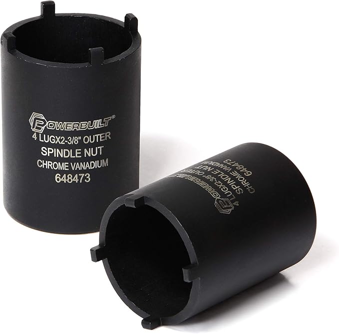 Powerbuilt Spindle Nut Socket, 4 Lug, 2-3/8 Inch Outer Diameter, Bronco Ranger Ford Chevy GMC Pickup Trucks and SUV - Black 648473