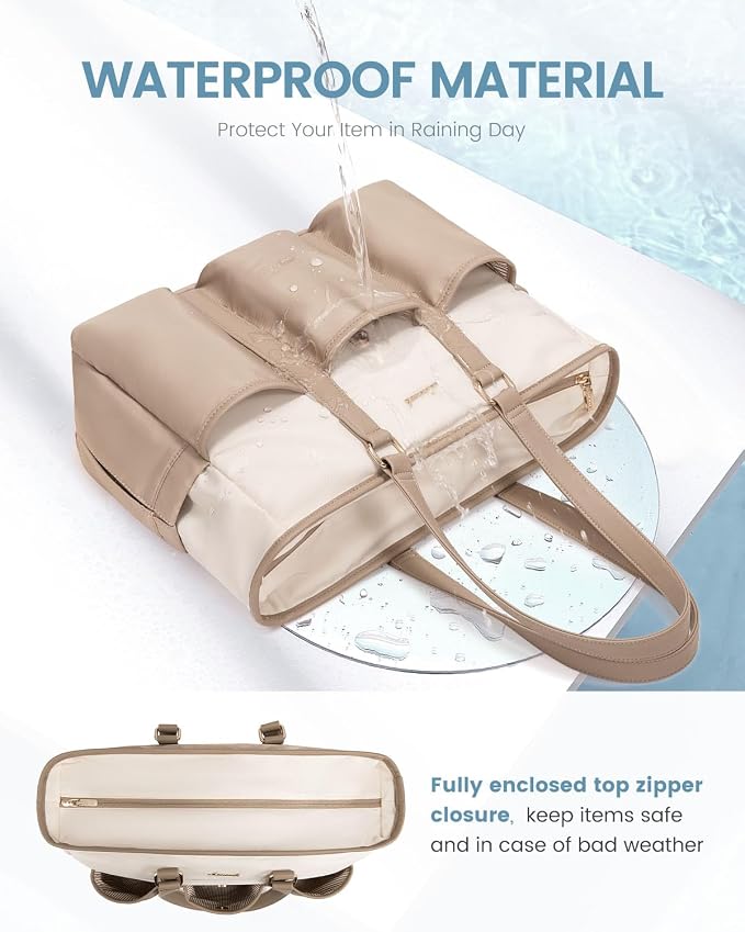LOVEVOOK 17.3 Inch Laptop Bag for Women, Teacher Nurse Work Tote Bag With Large Cup Holder, Utility Bag For Work/Travel/College/Daily, Professional Computer Purse Large Handbag With Multi Pocket