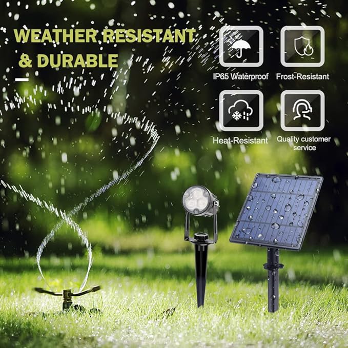 APONUO Metal Outdoor Solar Landscape Lights Solar Lights Outdoor Waterproof Solar Landscape Spotlight for Yard Landscape Lighting, Auto On/Off for Pathway,Driveway, Porch, Patio (Cool White)