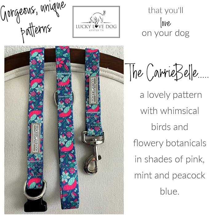 Lucky Love Dog - Adjustable Dog Collar with Easy Click Buckle for Medium Dogs, Durable, & Comfortable for Male & Female Dogs, Pet Collar for Puppies & Adult Ones - Carriebelle, Medium