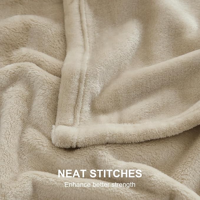 Hansleep Full Taupe Fleece Blanket, Soft Flannel Bed Blanket | Fuzzy Cozy Blanket 84x90 Inches, Multi-use for Bed, Sofa, Couch, Travel, Camping, All Season Warm Lightweight Cover