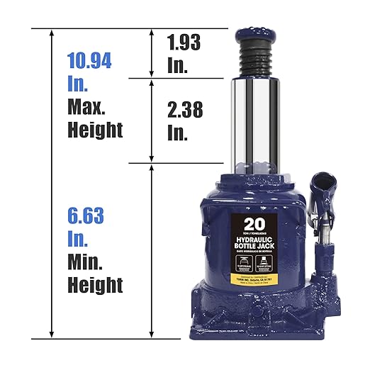 Big RED 20 Ton (40,000 LBs) Torin Hydraulic Stubby Low Profile Car Bottle Jack for Auto Repair and House Lift, Blue, AT92007AU