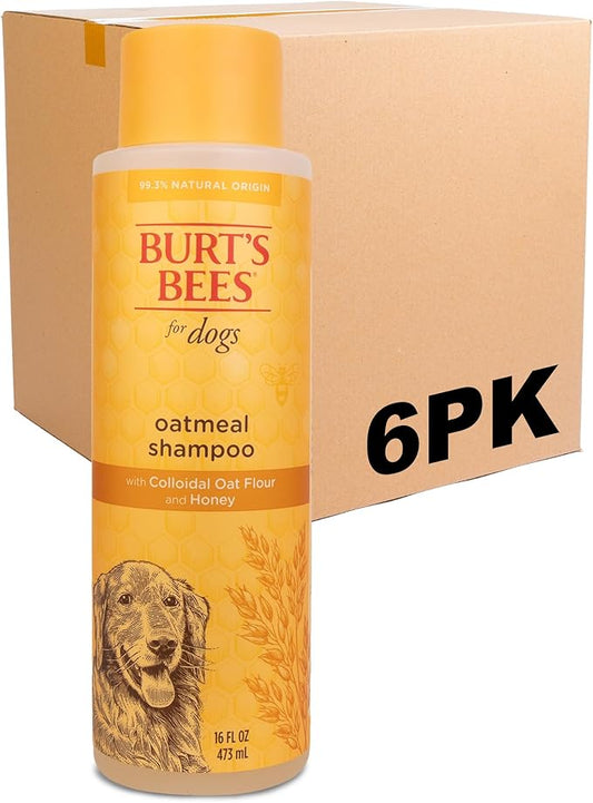 Burt’s Bees for Pets Oatmeal Dog Shampoo with Honey, Soothing Dog Shampoo for Itchy and Sensitive Skin, pH Balanced Formula that Gently Cleans and Moisturizes Dog Coats, 16 Fl Oz - 6 Pack
