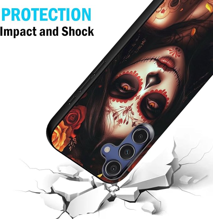 Designed for Galaxy A17 5G Phone Case,Slim Silicone Shockproof Protective Case for Galaxy A17 5G 6.7 inch,Day of The Dead Girl Art