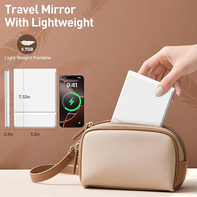 2025 Rechargeable Travel Makeup Vanity Mirror with 72 Led Lights,Portable Lighted Beauty Mirror,3 Color Lighting,Dimmable Touch Screen,Tabletop LED Folding Cosmetic Vanity Mirror Desk Table