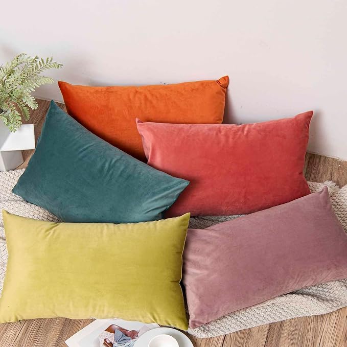 24x24 Velvet Throw Pillow Covers Set of 2 for Couch Bed,Burnt Orange | JUSPURBET Decorative Pillow Covers with Invisible Zipper for Modern Living Room Bedroom Home Decor Halloween