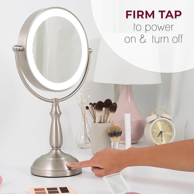 Zadro 11" Makeup Mirror with Lights and Magnification Dimmable Touch LED Lighted Makeup Mirror with Magnification
