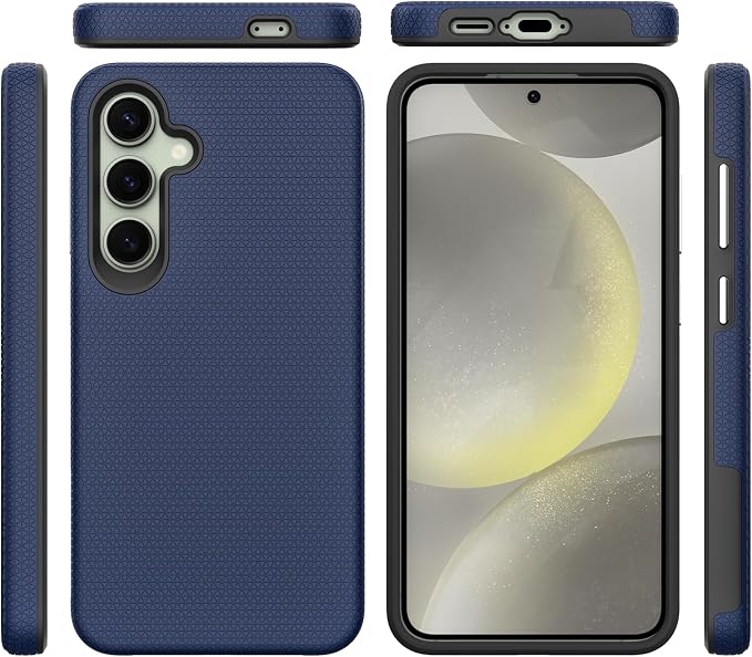 Miimall Rugged Case for Samsung S24 FE, Dual Layer Protection, Military Shockproof, Anti-Slip, Anti-Scratch, Tough Full Body Heavy Duty Slim Case, Dark Blue