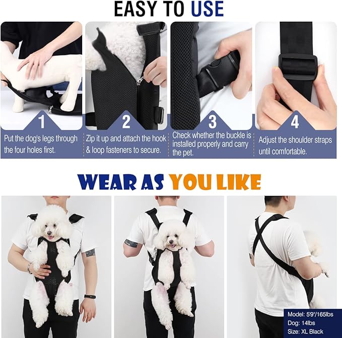 Pawaboo Adjustable Carrier Backpack for Dog Cat, Pet Front Dog Carrier Purses Cat Travel Bag, Legs Out, Easy-Fit for Traveling Hiking for Small Dogs Cats Puppies, M, Pink