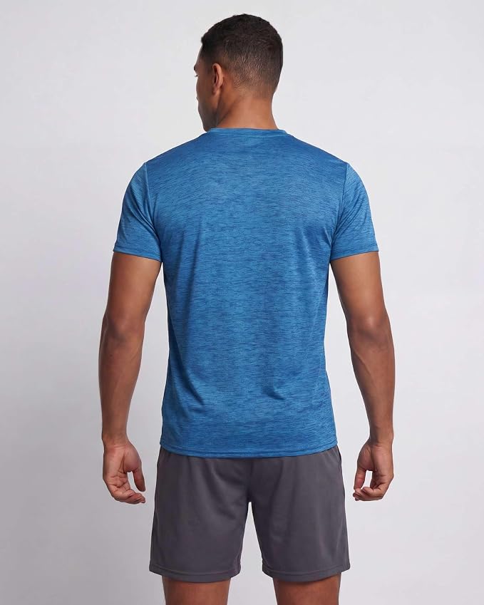 5 Pack Men's Dry Fit Short Sleeve T-Shirt Gym Workout Athletic Running Tee | Cooling, Moisture-Wicking, Crew Neck, Quick-Dry, Breathable, Active, Exercise, Fitness, Basketball, Cycling, Hiking, Tennis
