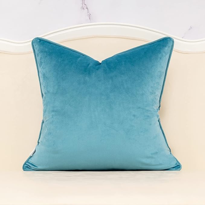 Alerfa 20 x 20 Inch Light Blue Square Maple Leaf Pillow Embroidery Cut Velvet Cushion Case Luxury Modern Lumbar Throw Pillow Cover Decorative Pillow for Couch Sofa Living Room Bedroom Car