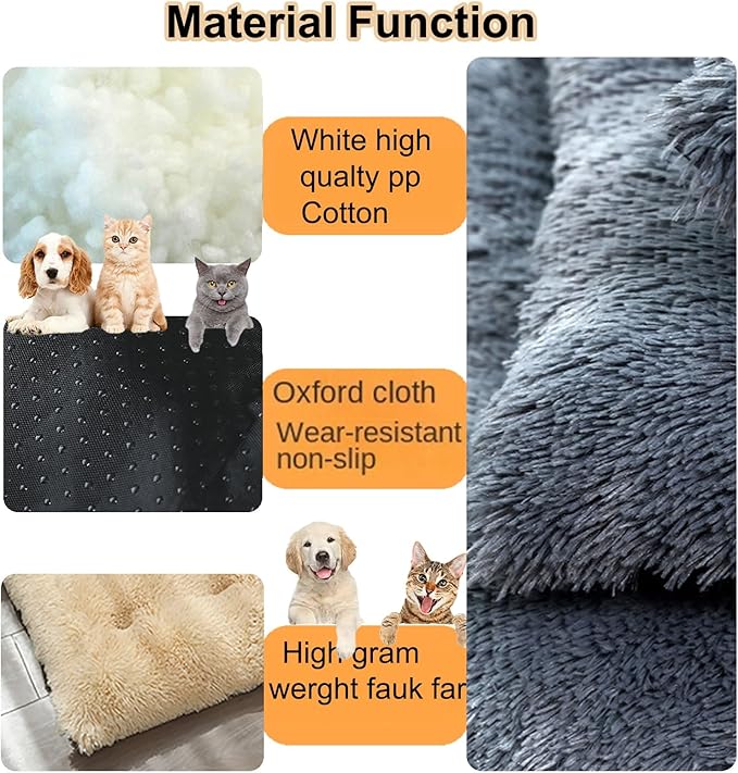 Dog Crate Mat, Dog Bed for Large Dogs, Comfy Fluffy Kennel Pad Anti-Slip for Dog beds & Furniture, Quilted Dog Bed for Pets for Medium/Small Dogs Cats (Color : Brown 2, Size : 43x29)