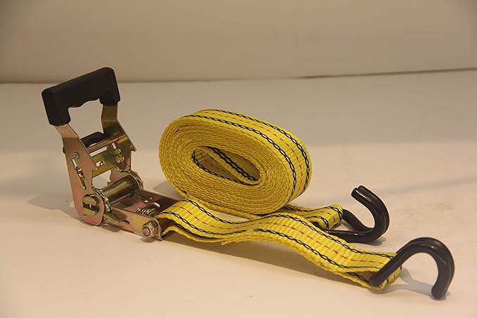 HFS(R) 4PC 1-1/2" x 15 ft Heavy Duty Ratchet Cargo Tie Down Straps 3000lbs Dual J-Hooks (Yellow)