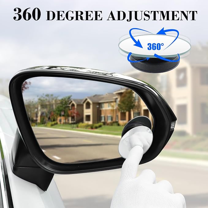 LivTee Blind Spot Car Mirror, Oval HD Glass Frameless Convex Side Mirror Blindspot, Reusable 360�� Wide Angle Rear View Car Mirrors with Powerful Adjustable Suction Cup - Exterior Mirrors