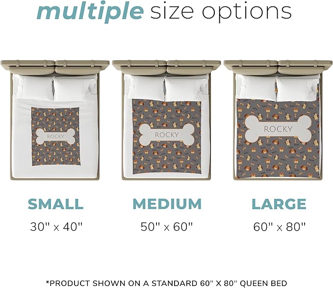 Prints Next Day – Custom 30" x 40" Fleece Pet Lightweight Blanket with Name - Gift for Dog or Cat Owners - Personalized Couch Throw - Puppy Patterned - Printed in America