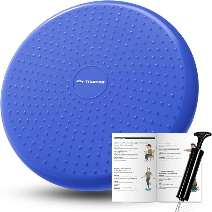 Trideer Wobble Cushion Core Balance Disc, Flexible Seating for Classroom Elementary, Wiggle Seat for Sensory Kids, Balance Pad with Inflation Pump