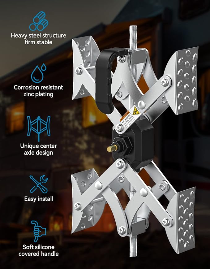 Heavy Duty X-Shaped RV Wheel Chocks, Wheel Chocks for RV Trailer Trailers & Trucks, Anti-Rust Coating X Chocks for RV 2 pack, RV Wheel Stabilizer Fits Tires 3” to 11” (Drill Adjustable Option)