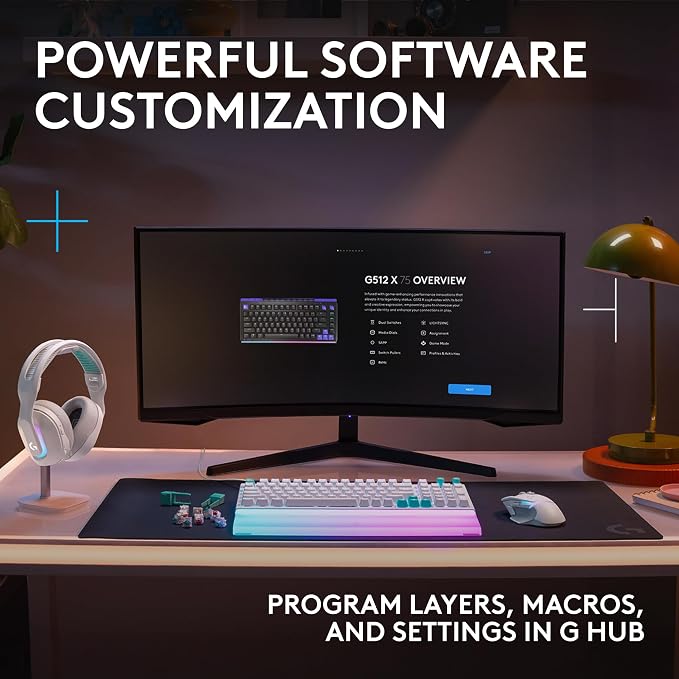 Logitech G512 X 98 TMR + Tactile Switch Mechanical Gaming Keyboard - White | Hot-Swappable 9x TMR Rapid Trigger + Tactile Mechanical Switches, Gasket, PBT Keycaps, <8K, LIGHTSYNC RGB, for PC & Mac
