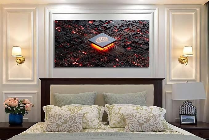 Wibinuki Wall Art Wall Decor Wall Paintings AI,Circuit board for Living Room Bedroom Bathroom Home Decor Can Be Hung Directly 20"x 40"