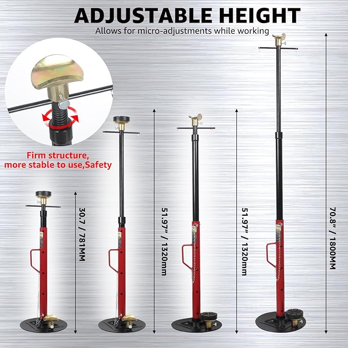 BESTOOL 1-Ton (2000Ibs) Underhoist Support Stand with Handle, Adjustable Height 30.7'' to 70.8'', Multi-Functional Topped Adapter, Easy Switching, Supporting Vehicle Components（US Patented）