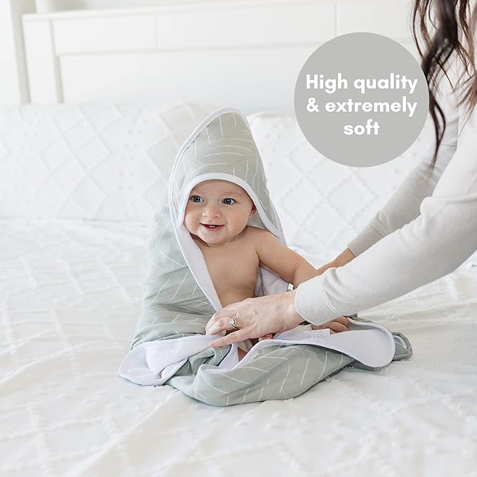 Mebie Baby Muslin Hooded Towel, Desert Sage, Cute Hooded Baby Bath Towel for Newborn, Infant & Toddler, Modern Baby Towels and Washcloths for Boy & Girl, Floral & Pattern Hooded Baby Towels