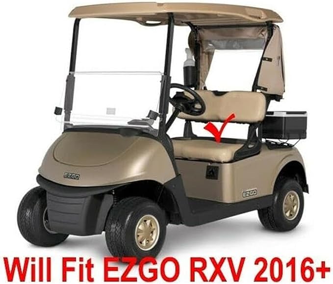 Huskey 2PCS Golf Cart Front Seat Covers for EZGO RXV 2008-UP G&E Models Custom Two-Tone Black/Blue Diamond Stitching with Blue Piping, Marine Grade Vinyl Material, Staple on Design