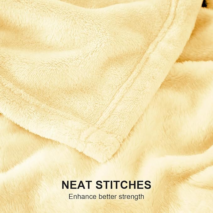 Hansleep Queen Bright Yellow Fleece Blanket, Soft Flannel Bed Blanket | Fuzzy Cozy Blanket 90x90 Inches, Multi-use for Bed, Sofa, Couch, Travel, Camping, All Season Warm Lightweight Cover
