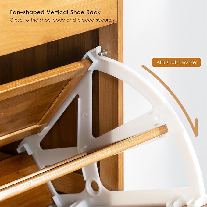 Modern Free Standing Rattan Coat Rack with 3 Flip Drawers 3Tier Shoe Storage Organizer for Entrance Hallway Natural and Stylish Design(70x17x186cm)