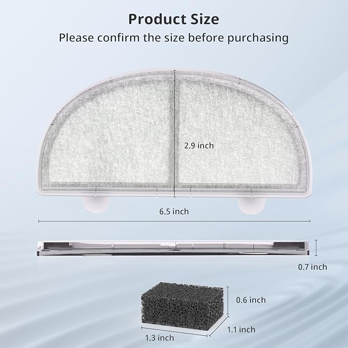 3 Pack Cat Water Fountain Filter, Replacement Filters for WF20/CF20 Wireless Pumps Cat Water Fountain,Triple Filtration System (3 Pcs Sponges)