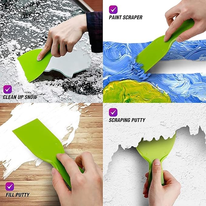 5Pcs Putty Scraper 8" Plastic Flexible Putty Knives,Large Size Pack,Disposable Spreader Flexible Plastic Paint Scraper Tool for Spackling, Taping Drywall Wall Painting (8")