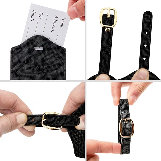 Luggage Tag PU Leather for Suitcase Baggage Handbag Travel Bag Label Suitcase Tag Label Tag w. Name Card & Privacy Cover (Z)
