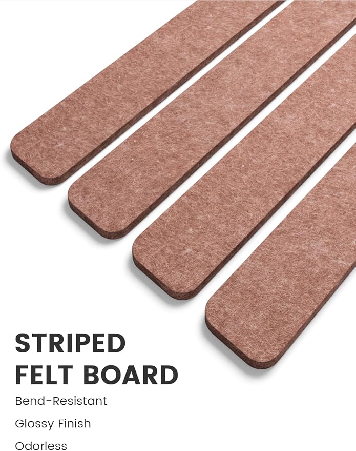 Fluxynara 13" x 2" Felt Wall Panels, Terracotta | 8-Pack Includes 50 Push Pins and Adhesive Tabs for Photos, Notes and Decor in Bedroom Doors, Home Office or Studios