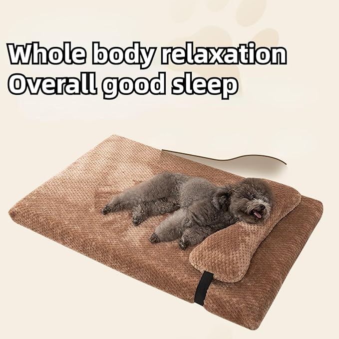 Dog Bed for Small Medium Large Dogs, Dog Mattress with Removable Pillow for Crate Kennel, Sofa Dog Bed, Super Soft Pet Bed for Dogs and Cats, Pet Beds & Furniture (Brown,XX-Large)