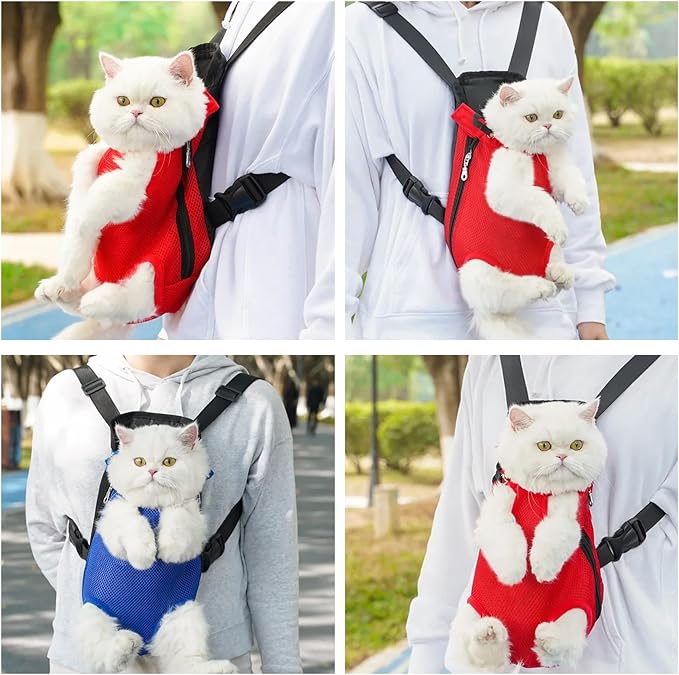 Dog Carrier Backpack, Adjustable Puppy Front Carrier Backpack, Ventilated Dog Chest Carrier for Hiking Camping Travel, Sling Bag for Small Medium Dog Cat Rabbit Puppies, Suit 9-13 lbs (Beige, L)