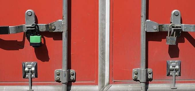 Colored Waterproof Padlocks, Heavy Duty Laminated Steel Lock with Red Plastic Covered, Keyed Alike Outdoor Locks, Can Be Used as Lockout Tagout Lock, Long Padlocks, Pack of 12