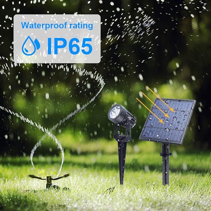 APONUO Metal Solar Spot Lights Outdoor with 9.8ft Cable Solar Powered Landscape Lighting Low Voltage IP65 Waterproof Auto On/Off for Outside Garden Yard Landscape Pathway Garage-Cool White(1-in-1)