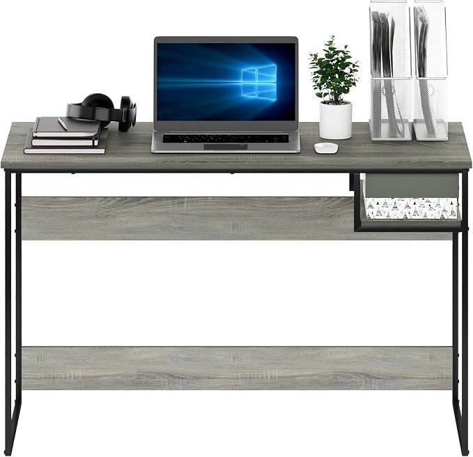 FURINNO Moretti Lifestyle Study Desk, 45 Inches, French Oak Grey