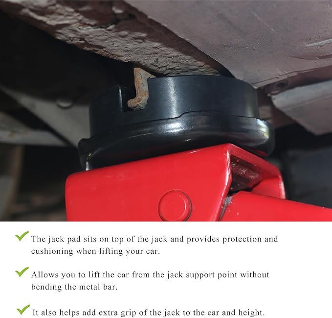 2 PCS Jack Stand Pad Adapter, Universal Rubber Pinch Weld Side Frame Rail Protector Pad, Vehicle Heavy Duty Slotted Floor Jack Pad, Lift Protection Tool Car Accessories