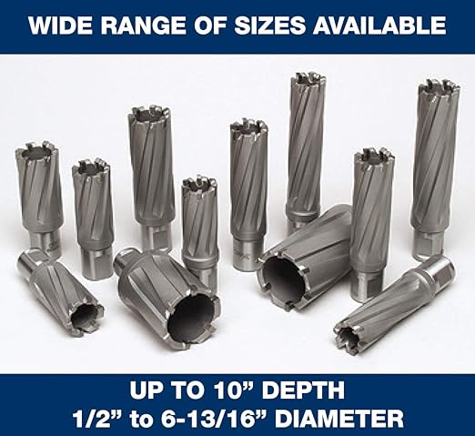 CS Unitec 9-1-266 C TCT Annular Cutter 2-1/16" Dia. X 2-3/8" Depth Carbide Tip Cutting Tool Bits for Magnetic Drills/Drill Press 3/4" Weldon Shank for Metal Cutting in Steel, Stainless and More